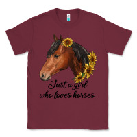 Burgundy just a girl who loves horses Classic Tee - RanaPortraitStore