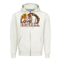 Oatmeal Heather live love baseball Zipper Hoodie - HRA Design Shop