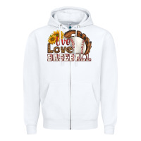 White live love baseball Zipper Hoodie - HRA Design Shop