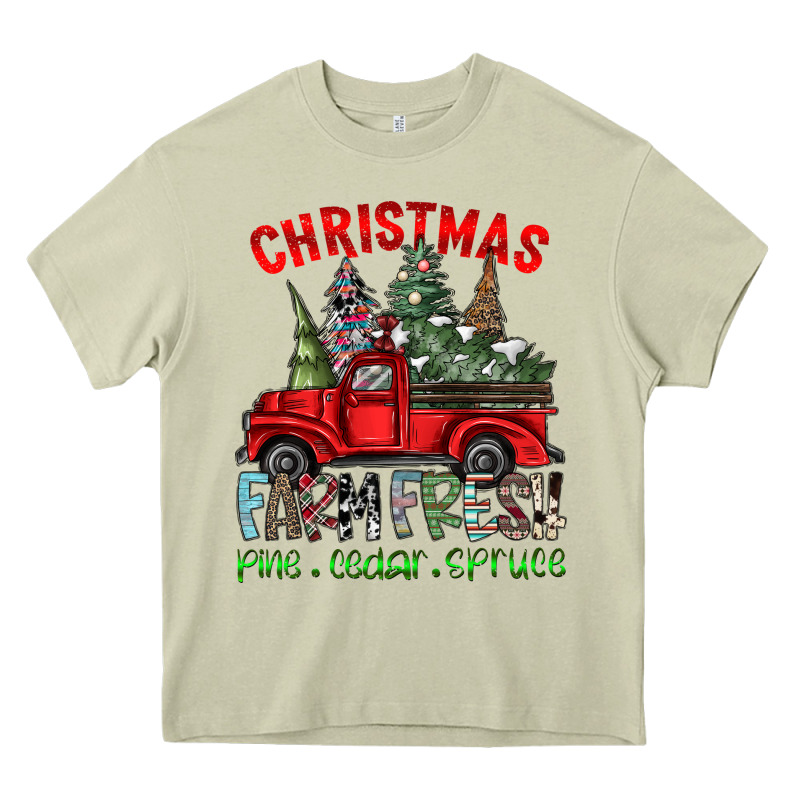 Christmas Farm Fresh Heavy Core Tee by CowhideDigitalArt | Teevron