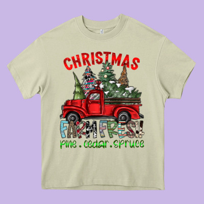 Christmas Farm Fresh Heavy Core Tee Designed By Cowhidedigitalart