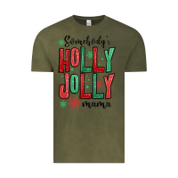 Vintage Olive somebodys holly jolly mama Vintage Tee - MaliasSmallBusiness