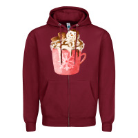 Burgundy hotcocoa with snowman  fa element Zipper Hoodie - FaDigitalArtStudio