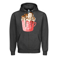 Charcoal Heather hotcocoa with snowman  fa element Zipper Hoodie - FaDigitalArtStudio