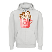 Dove Grey hotcocoa with snowman  fa element Zipper Hoodie - FaDigitalArtStudio
