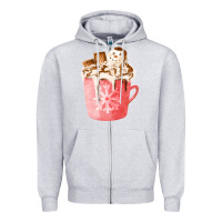 Heather Grey hotcocoa with snowman  fa element Zipper Hoodie - FaDigitalArtStudio