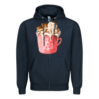 Navy hotcocoa with snowman  fa element Zipper Hoodie - FaDigitalArtStudio