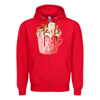 Red hotcocoa with snowman  fa element Zipper Hoodie - FaDigitalArtStudio