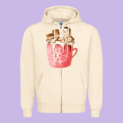Hotcocoa With Snowman  Fa Element Zipper Hoodie Designed By Fadigitalartstudio