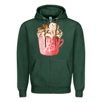 Sports Green hotcocoa with snowman  fa element Zipper Hoodie - FaDigitalArtStudio