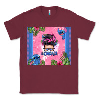 Burgundy ohana stitch messy bun Classic Tee - Zillion Design Studio