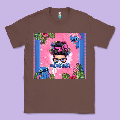 Ohana Stitch Messy Bun Classic Tee Designed By Zillion Design Studio