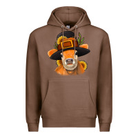 Chestnut Thanksgiving Cow Premium Hoodie - NancyCooperArtShop