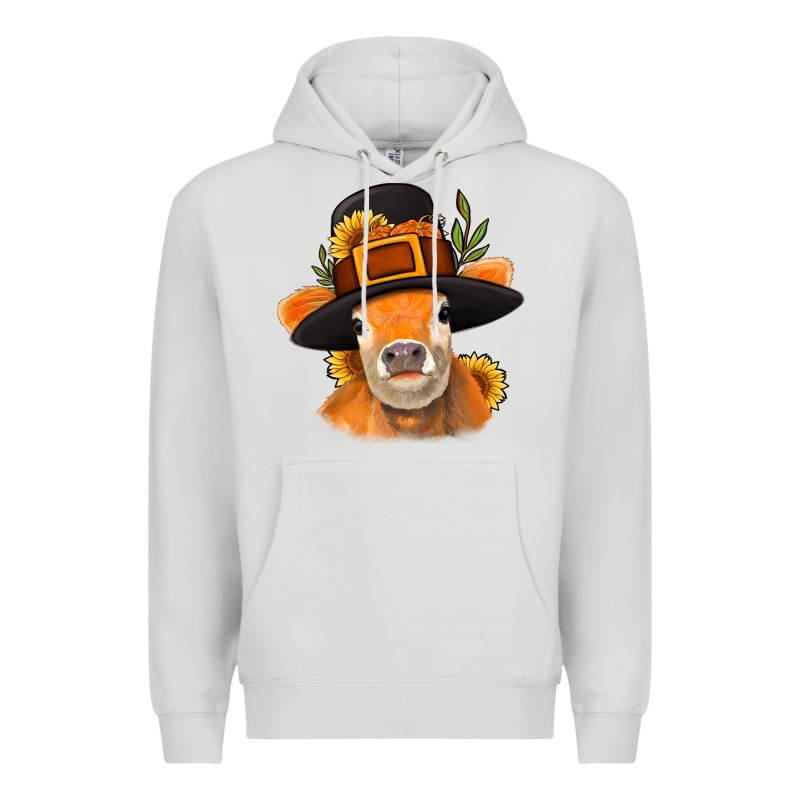 Thanksgiving Cow Premium Hoodie by NancyCooperArtShop | Teevron