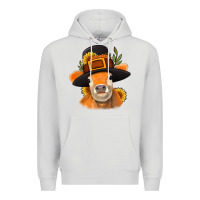Dove Grey Thanksgiving Cow Premium Hoodie - NancyCooperArtShop