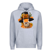 Heather Grey Thanksgiving Cow Premium Hoodie - NancyCooperArtShop