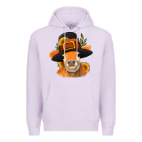 Lilac Thanksgiving Cow Premium Hoodie - NancyCooperArtShop
