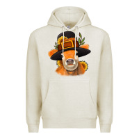 Oatmeal Heather Thanksgiving Cow Premium Hoodie - NancyCooperArtShop
