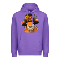 Purple Thanksgiving Cow Premium Hoodie - NancyCooperArtShop