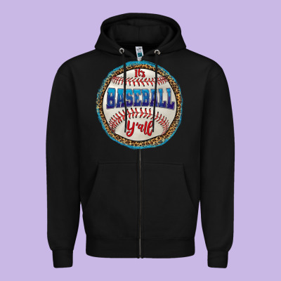 It's Baseball Y'all Zipper Hoodie Designed By Hra Design Shop