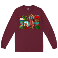 Burgundy lady of guadalupe coffee cups Long Sleeve Tee - Zillion Design Studio