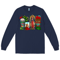 Navy lady of guadalupe coffee cups Long Sleeve Tee - Zillion Design Studio
