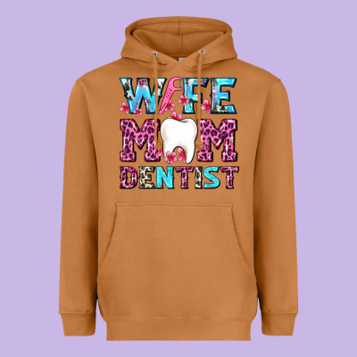 Wife Mom Dentist With Tooth And Floss Heavyweight Hoodie Designed By Adodesignshop