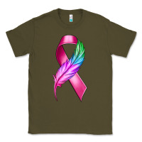 Army Green Breast Cancer Ribbon with Feather Classic Tee - texasbilliewilder