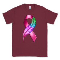 Burgundy Breast Cancer Ribbon with Feather Classic Tee - texasbilliewilder