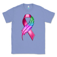 Colony Blue Breast Cancer Ribbon with Feather Classic Tee - texasbilliewilder