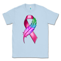 Dusty Blue Breast Cancer Ribbon with Feather Classic Tee - texasbilliewilder