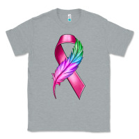 Heather Grey Breast Cancer Ribbon with Feather Classic Tee - texasbilliewilder