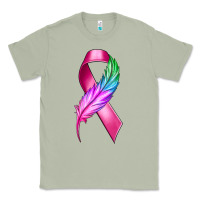 Matcha Breast Cancer Ribbon with Feather Classic Tee - texasbilliewilder