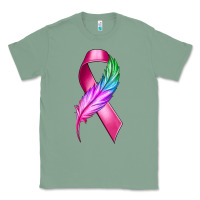Sage Breast Cancer Ribbon with Feather Classic Tee - texasbilliewilder