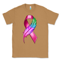 Toasted Coconut Breast Cancer Ribbon with Feather Classic Tee - texasbilliewilder