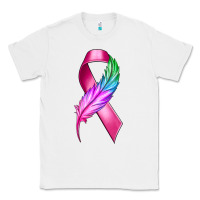 White Breast Cancer Ribbon with Feather Classic Tee - texasbilliewilder