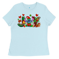 Baby Blue joy with christmas elf stitch Ladies Tee - AdoDesignShop