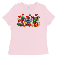 Bubblegum Pink joy with christmas elf stitch Ladies Tee - AdoDesignShop