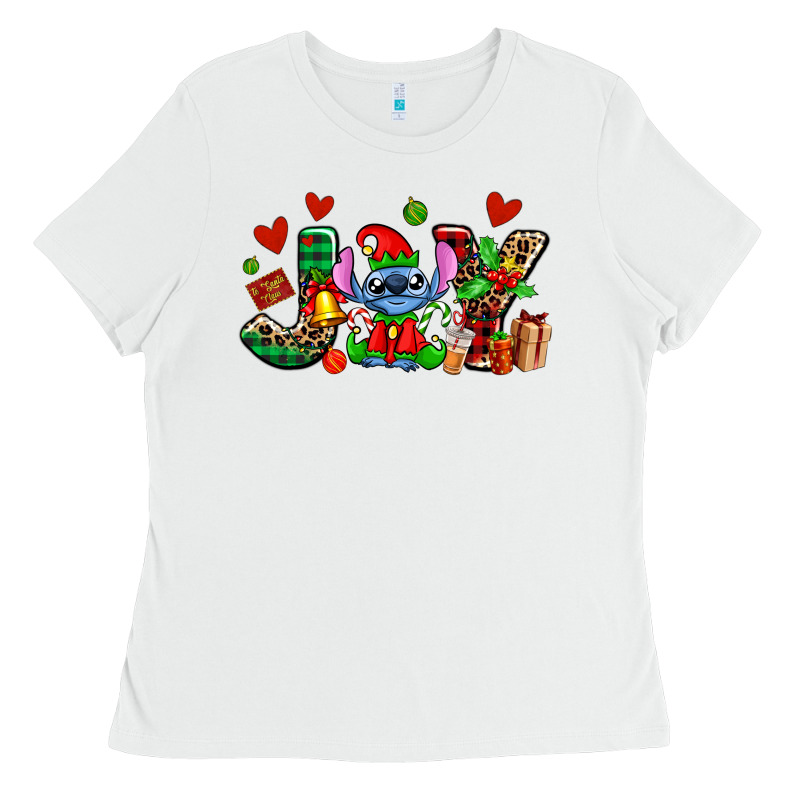 Joy With Christmas Elf Stitch Ladies Tee by AdoDesignShop | Teevron