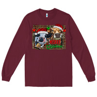 Burgundy merry christmas heifers Long Sleeve Tee - RanaPortraitStore