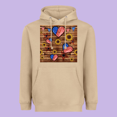 4th Of July Hearts Seamless Pattern Heavyweight Hoodie Designed By Bundleandbundleshop