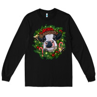 Black heifer cow with Christmas wreath Long Sleeve Tee - RanaPortraitStore