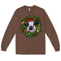 Chestnut heifer cow with Christmas wreath Long Sleeve Tee - RanaPortraitStore