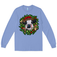 Colony Blue heifer cow with Christmas wreath Long Sleeve Tee - RanaPortraitStore