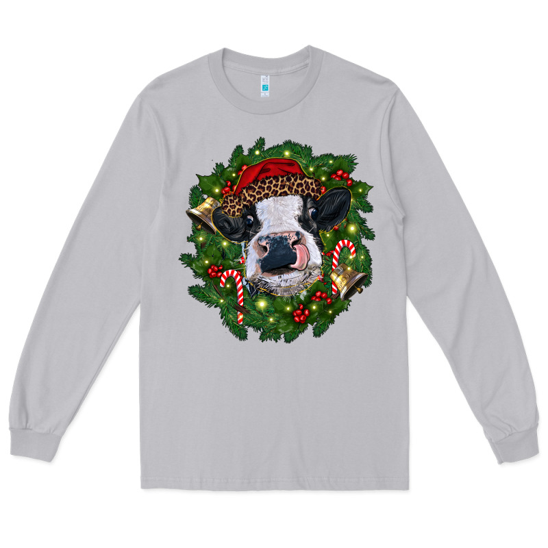 Heifer Cow With Christmas Wreath Long Sleeve Tee by RanaPortraitStore | Teevron