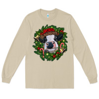 Mushroom heifer cow with Christmas wreath Long Sleeve Tee - RanaPortraitStore