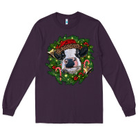 Plum heifer cow with Christmas wreath Long Sleeve Tee - RanaPortraitStore