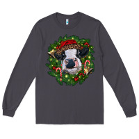 Smoke heifer cow with Christmas wreath Long Sleeve Tee - RanaPortraitStore