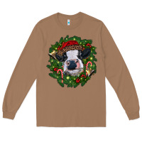 Toasted Coconut heifer cow with Christmas wreath Long Sleeve Tee - RanaPortraitStore