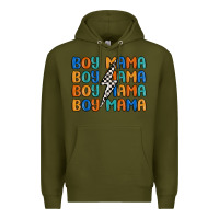 Army Green boy mama lightning bolt Premium Hoodie - MaliasSmallBusiness